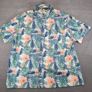 Duluth Trading Co Mens XL Relaxed Fit Short Sleeve Button Down Floral Shirt